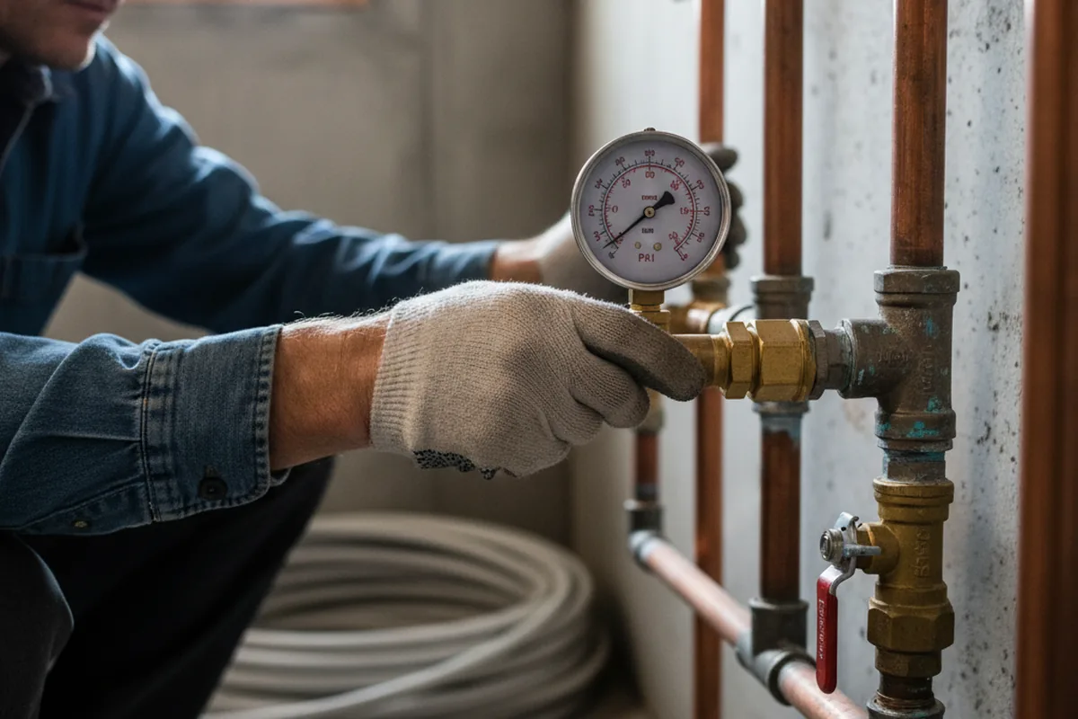 Pressure testing a repaired line during Water Line Repair in Lakeshore